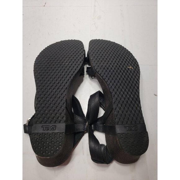 Teva Ysidro Universal Women’s Black Leather Strappy Wedge Heel Sandal Size 10 - Picture 7 of 8